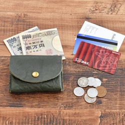 套件 DIY 迷你錢包帶紐帶零錢盒卡片名片硬幣手工皮革工藝栃木皮革全 4 種顏色 第2張的照片