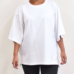 *【限價1444日元優惠】Ladies Big Silhouette T-shirt Leather Tag White TC0 第2張的照片