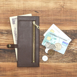 【ラスト2点！在庫限りのビッグセール】フラグメントケース 薄 薄長財布 キャッスレス 防水 薄い ブラウン HAW017 1枚目の画像