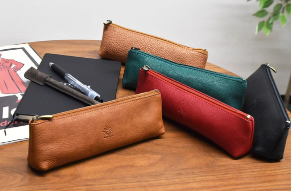 【限量特價】真皮鉛筆盒，桌上配件，中號，黑色，HAK055 第6張的照片