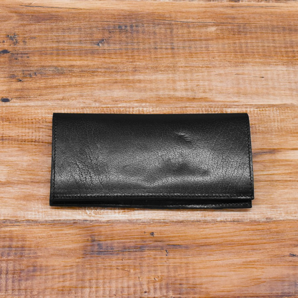 【1点限り】オールレザー シンプル スタイリッシュ 長財布 カード収納13箇所 本革 光沢 レザー ギフト ブラック 1枚目の画像