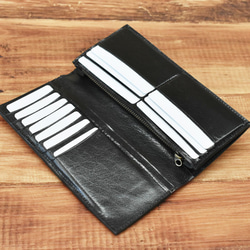 【1点限り】オールレザー シンプル スタイリッシュ 長財布 カード収納13箇所 本革 光沢 レザー ギフト ブラック 6枚目の画像