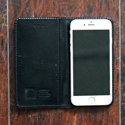 ほぼ全機種対応 iPhone16 馬革 スマホケース 手帳型 ブラック