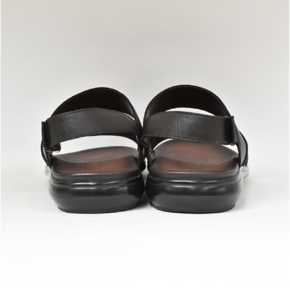 【限量特價】刺繡皮革涼鞋，露趾，可調式魔鬼氈，棕色，S001 第5張的照片