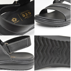 【限量特價】刺繡皮革涼鞋，露趾，可調式魔鬼氈，棕色，S001 第7張的照片