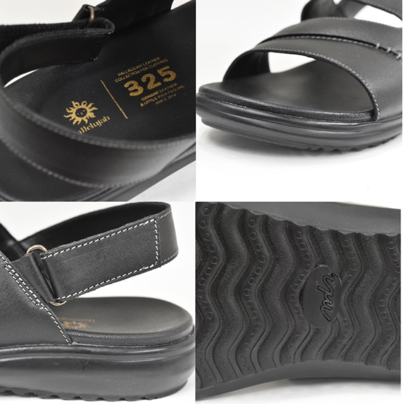 【限量特價】刺繡皮革涼鞋，露趾，可調式魔鬼氈，棕色，S001 第7張的照片