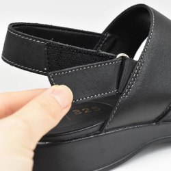 【限量特價】刺繡皮革涼鞋，露趾，可調式魔鬼氈，棕色，S001 第8張的照片