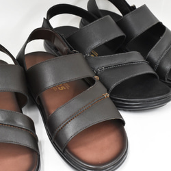 【限量特價】刺繡皮革涼鞋，露趾，可調式魔鬼氈，棕色，S001 第9張的照片