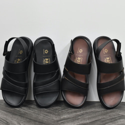 【限量特價】刺繡皮革涼鞋，露趾，可調式魔鬼氈，棕色，S001 第10張的照片