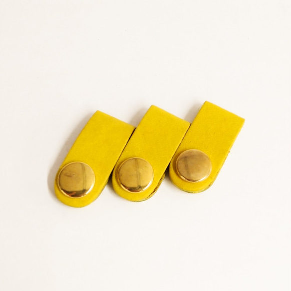 Creema 限量耳機夾 4 件套黃色真皮存儲耳機緊湊型 第1張的照片