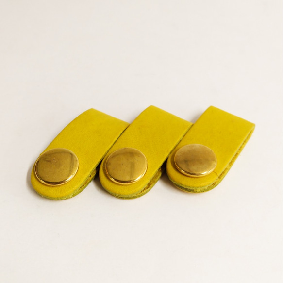 Creema 限量耳機夾 4 件套黃色真皮存儲耳機緊湊型 第5張的照片