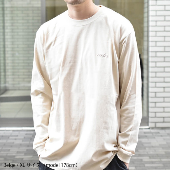 【完売】シンプル 無地 ロングスリーブTシャツ ビッグシルエット オーバーサイズ 刺繍入り ストーングレー TA025 7枚目の画像