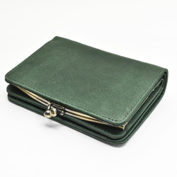 Gamaguchi 雙折錢包，柔軟的 Nume 皮革，硬幣隔板，真皮，鈔票隔板，證件套，Moss HAW023 第5張的照片