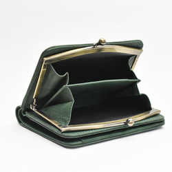 Gamaguchi 雙折錢包，柔軟的 Nume 皮革，硬幣隔板，真皮，鈔票隔板，證件套，Moss HAW023 第8張的照片