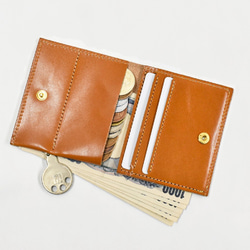 栃木レザー 薄い蓋のない財布 四角い コンパクト財布 ミニ財布 二つ折り財布 ギフト 財布 ワイン JAW020 7枚目の画像