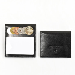栃木レザー 薄い蓋のない財布 四角い コンパクト財布 ミニ財布 二つ折り財布 ギフト 財布 ネイビー JAW020 4枚目の画像