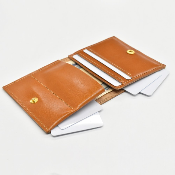 栃木レザー 薄い蓋のない財布 四角い コンパクト財布 ミニ財布 二つ折り財布 ギフト 財布 ネイビー JAW020 9枚目の画像