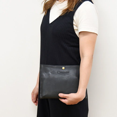 栃木レザー 2Way ミニ サコッシュ ショルダー クラッチ バッグ 斜め