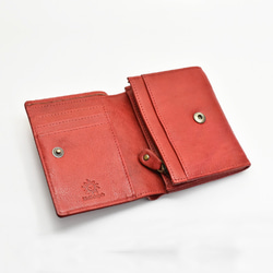 【在庫限りのビッグセール】二つ折り財布 ミニ財布 コンパクト 本革 手のひらサイズ レッド HAW006-MO 5枚目の画像