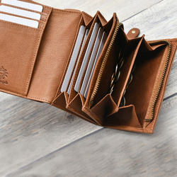 【在庫限りのビッグセール】二つ折り財布 ミニ財布 コンパクト 本革 手のひらサイズ レッド HAW006-MO 7枚目の画像