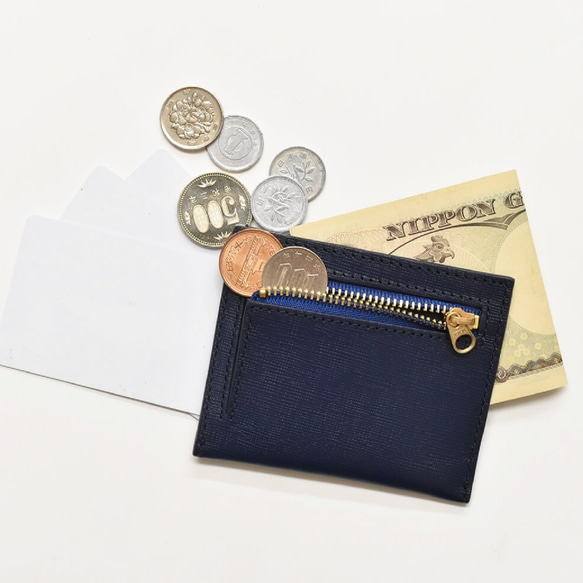 フラグメントケース ミニ財布 財布 コンパクト 本革 薄い 薄型 小さい 防水 手のひらサイズ イエロー HAW019 4枚目の画像