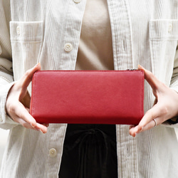 【限量庫存清倉特賣】全皮長款錢包，L型拉鍊，紅色，Outlet_HAW009-MO 第2張的照片
