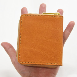 ※栃木レザー ラウンドファスナー ミニ財布 二つ折り財布 本革 コンパクト財布 ボックス型 ブラック JAW007 3枚目の画像
