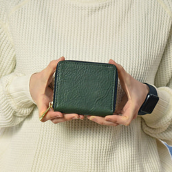 栃木レザー ラウンドファスナー ミニ財布 二つ折り財布 本革 コンパクト財布 ギフト 全5色 JAW007 2枚目の画像