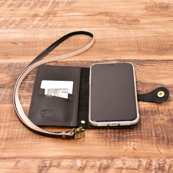 ICカード スマホ ケース スマホケース カバー Android 本革 iPhone14 ブラック JAK068 1枚目の画像