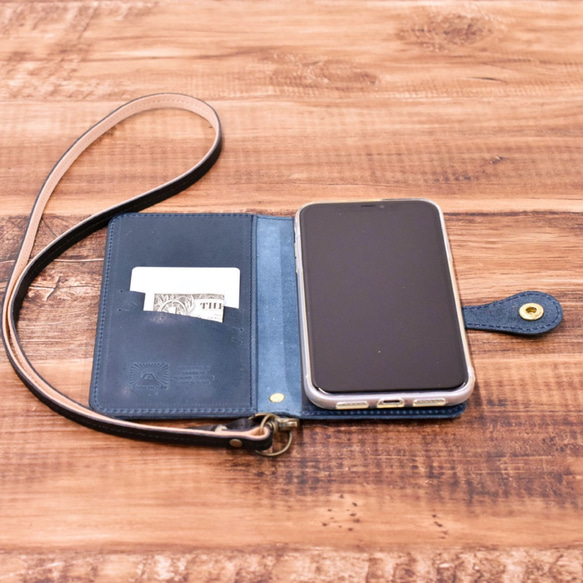 IC卡智能手機保護套 智能手機保護套 Android 真皮 iPhone14 海軍藍 JAK068 第1張的照片