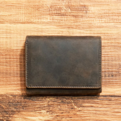 ※二つ折り財布 コンパクト財布 本革 薄い 手のひらサイズ スリム ギフト 名入れ ブラウン HAW005 2枚目の画像