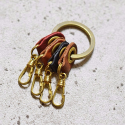 黃銅和栃木皮革的鑰匙圈 【黑】  可刻上名字 第9張的照片