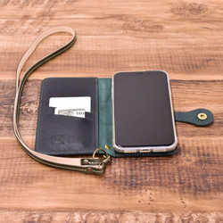 IC卡智能手機保護套 智能手機保護套 安卓真皮 iPhone14 綠色 JAK068 第1張的照片