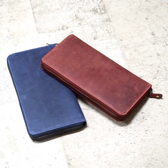 ※Creema限定ペアセット オールレザー 春財布 ラウンドファスナー長財布 ギフト HAW001