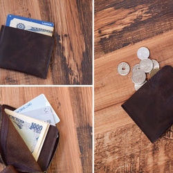 小銭入れ 本革 小さい l字ファスナー お札も入る コインケース 財布 コンパクト ワインレッド ギフト JAK015 5枚目の画像