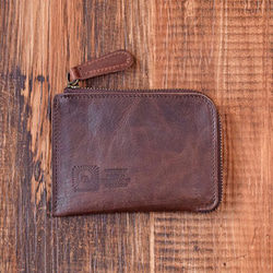 姫路産 馬革 L型コインケース 財布 手もみ シュリンク加工 チョコ ギフト JAK015 2枚目の画像