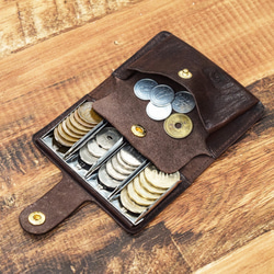 硬幣捕手整理硬幣盒真皮禮品名稱個性化硬幣內襯駝色 JAK021 第2張的照片