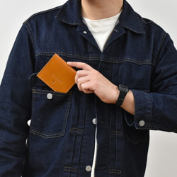 栃木レザー 薄い蓋のない財布 四角い コンパクト財布 ミニ財布 二つ折り財布 ギフト 財布 全5色 JAW020 3枚目の画像