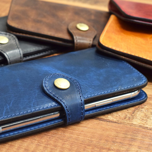 本革ヌメ革 手帳型スマホケース iPhone Android 手帳型】本革スマホケース ヌメ革 レザー ナチュラル プレーン