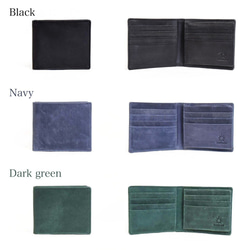 二つ折り財布 ハーフウォレット コンパクト 本革 薄い 手のひらサイズ スリム ギフト 名入れ ブラック HAW018 8枚目の画像