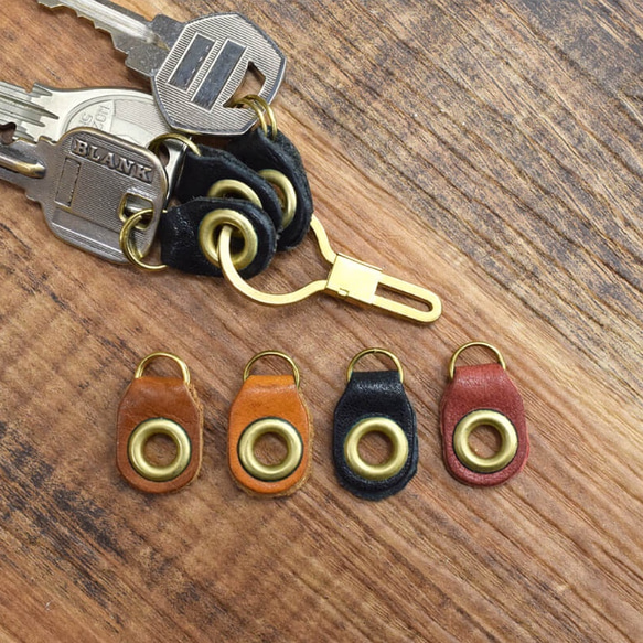栃木皮革黃銅鑰匙扣鑰匙型鑰匙圈 3 排緊湊型 4 色真皮牛皮 JAK025 第1張的照片