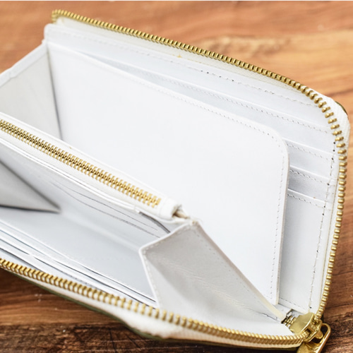 スペインレザー L字ファスナー 長財布 財布の中を整理整頓