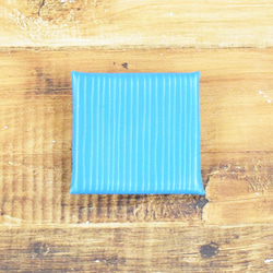 【1点限り】牛革 コインケース アクセサリーケース ポーチ 小銭入れ 本革 レザー ギフト ストライプブルー 3枚目の画像