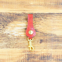 【1点限り】【1点限り】姫路産 馬革 真鍮ボタン ストラップ キーホルダー 牛革 本革 レザー ギフト オレンジ 1枚目の画像