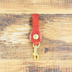 【1点限り】【1点限り】姫路産 馬革 真鍮ボタン ストラップ キーホルダー 牛革 本革 レザー ギフト オレンジ 2枚目の画像