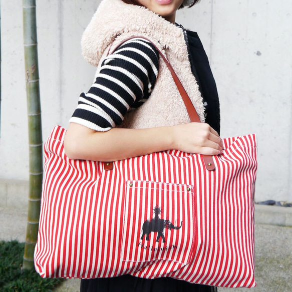 トートバッグ キャンバス レザー ストライプ 【公式通販】