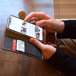IC卡智能手機殼智能手機殼蓋Android栃木皮革iPhone13橙色JAK044 第2張的照片