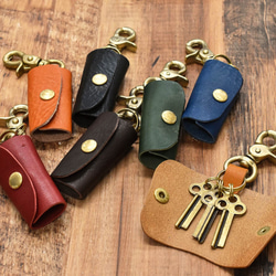 栃木レザー】TM02-46真鍮チェーン付き 栃木レザー 真鍮 キーケース 鍵3