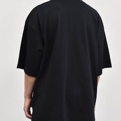 ※完売 オーバーサイズ サイドスリット 厚手 Tシャツ レザータグ 本革 ブラック TC007 4枚目の画像