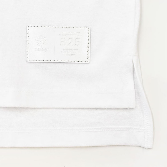 ※【限定価格1444円割引】オーバーサイズ サイドスリット 厚手 Tシャツ  レザータグ 本革 ホワイト TC007 3枚目の画像